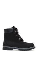 Women's Black Lace-Up Nubuck Leather Boots | Derimod