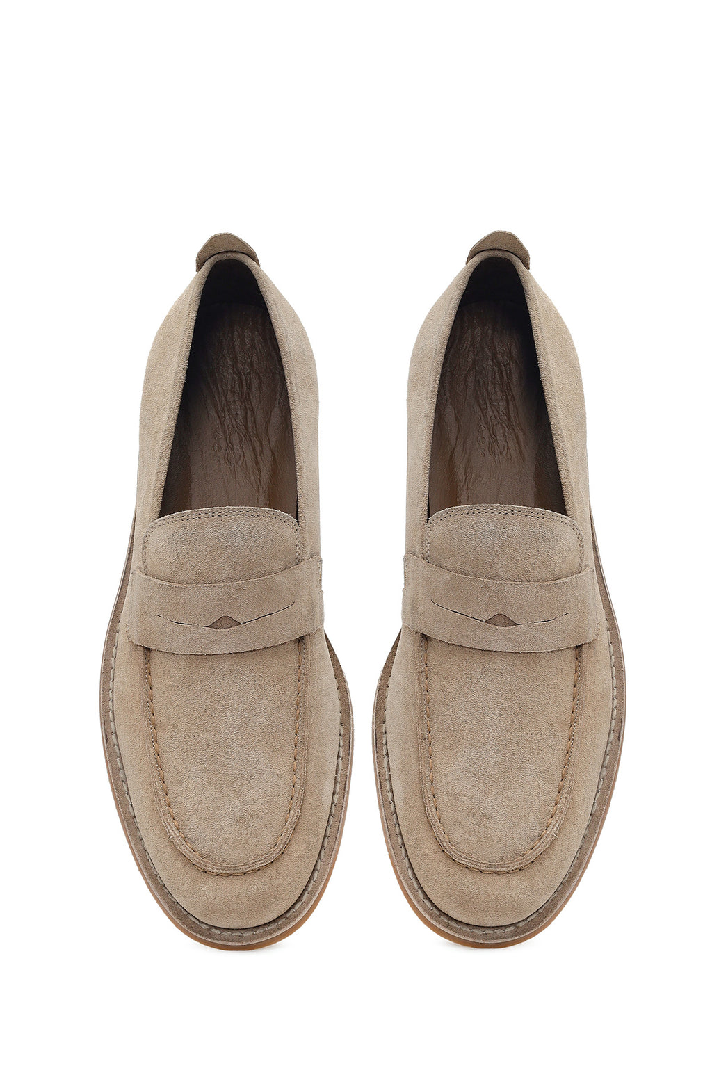 Derimod Black Erkek Bej Süet Deri Klasik Loafer