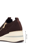 Derimod Zero Women's Brown Zippered Platform Fabric Sneaker | Derimod