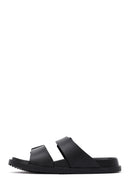 Men's Black Double Buckle Slippers | Derimod