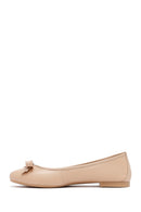 Women's Beige Leather Ballerinas | Derimod