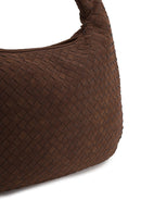 Woman Brown Braided Suede Shoulder Bag | Derimod