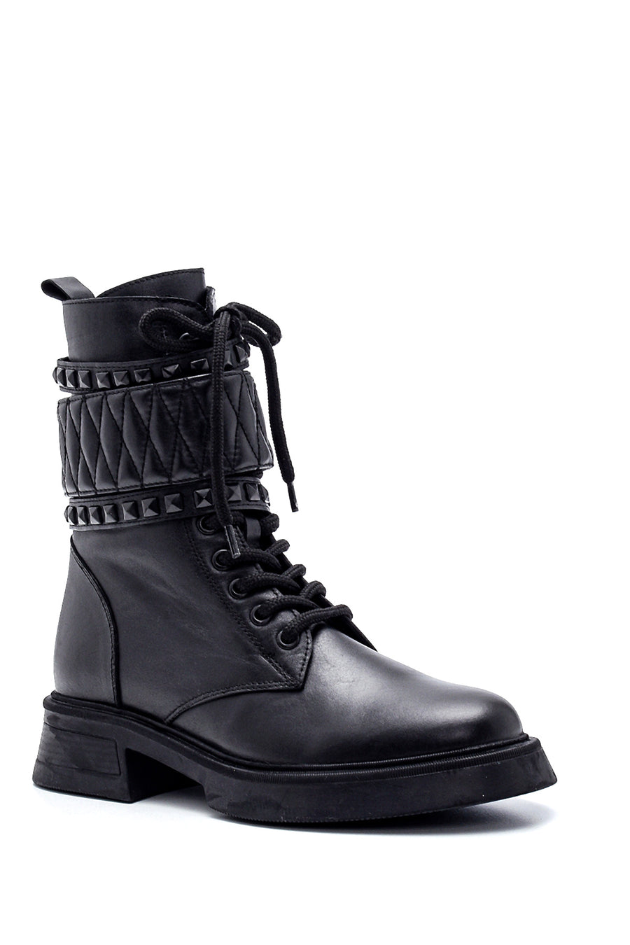 Women's Leather Stone Detailed Boots