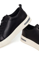 Erkek Siyah Bağcıklı Deri Sneaker | Derimod