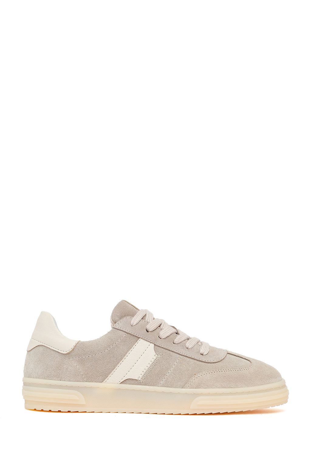 Kadın Bej Bağcıklı Süet Deri Sneaker