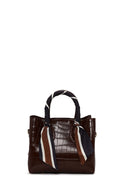 Woman Burgundy Long-Strap Crocodile-Pattern Mini Shoulder Bag | Derimod