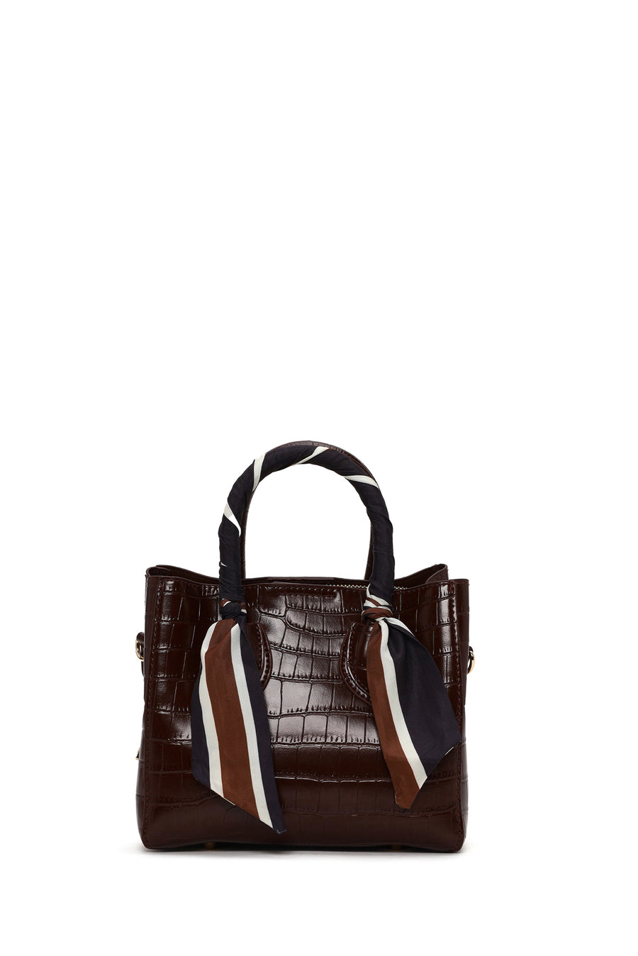 Woman Burgundy Long-Strap Crocodile-Pattern Mini Shoulder Bag