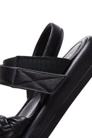 Women's Black Leather Comfort Sandals | Derimod