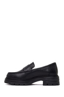 Kadın Siyah Kalın Tabanlı Deri Maskülen Loafer | Derimod
