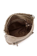 Woman Beige Short and Long-Strap Suede Shoulder Bag | Derimod