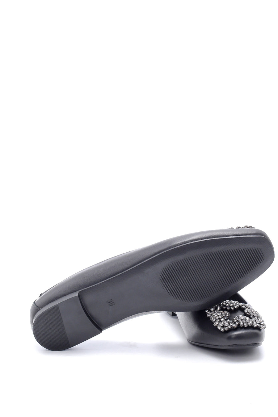 Women's Leather Stone Ballerinas