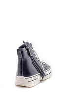 Women's Leather Zipper Detailed Lace Up Boots | Derimod