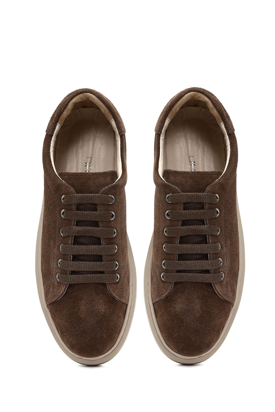 Women's Brown Lace-Up Suede Leather Sneaker