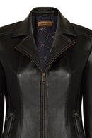 Martha Woman Black Short Leather Jacket | Derimod