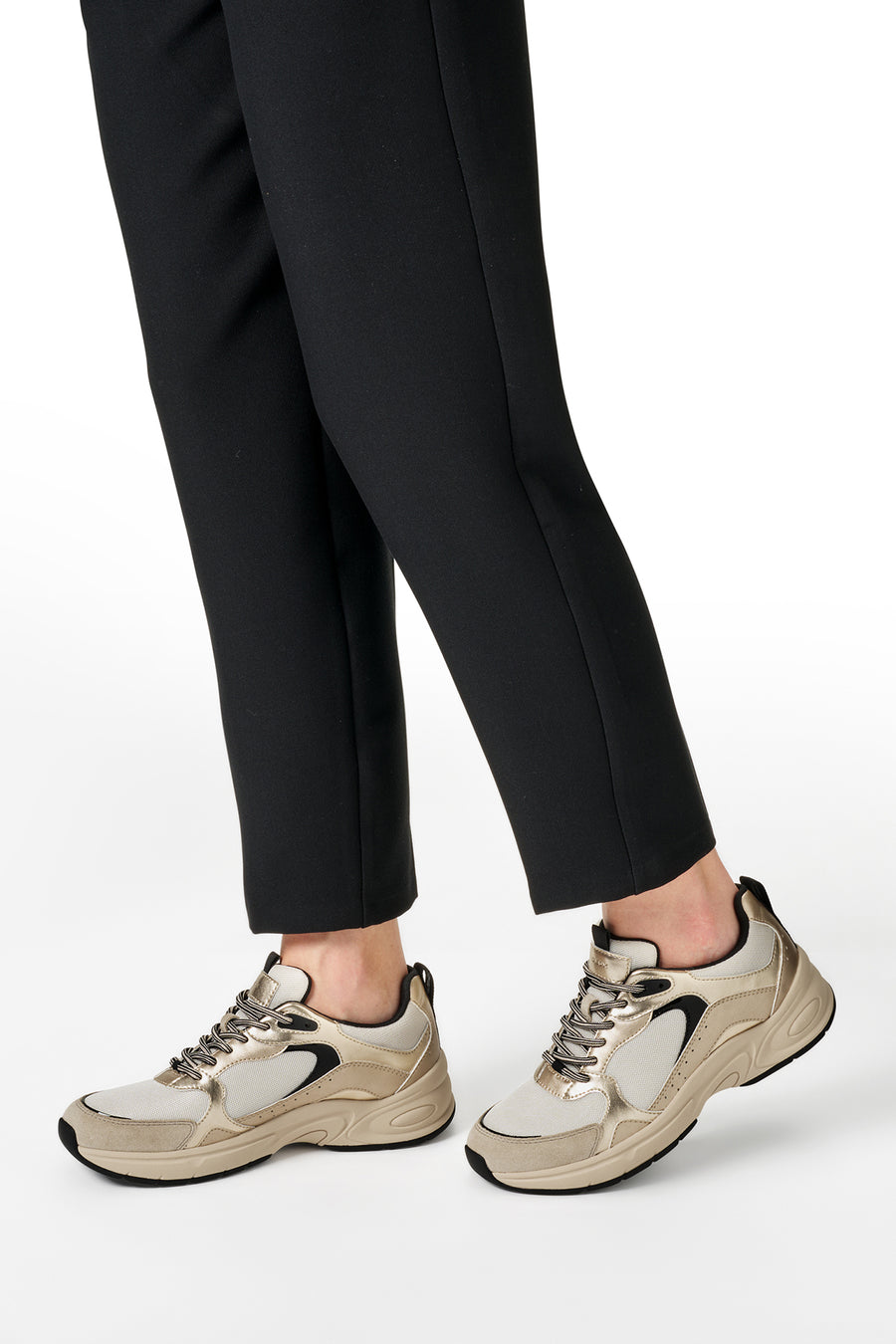 Geox Women Beige D Zarvıa A - Mesh+Pearl.Gbk Lace-Up Thick Sole Leather Sneaker