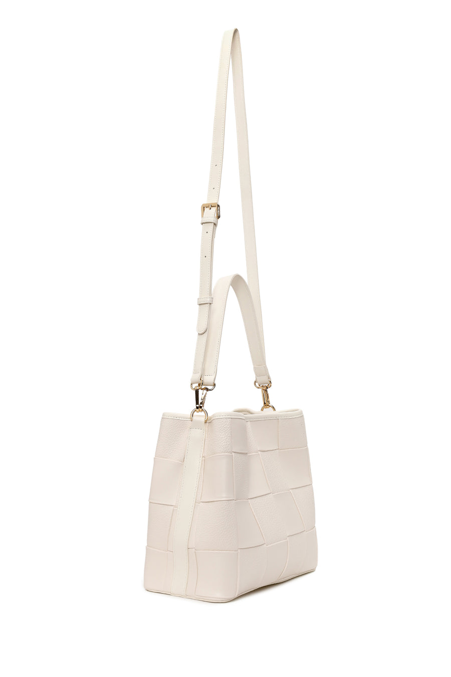 Woman Cream Long-Strap Knitted Shoulder Bag