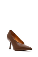 Women's Brown Thin Heeled Leather Stiletto | Derimod