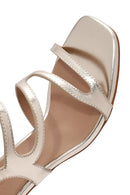 Women's Gold Ankle Strap Chunky Heel Metallic Sandals | Derimod