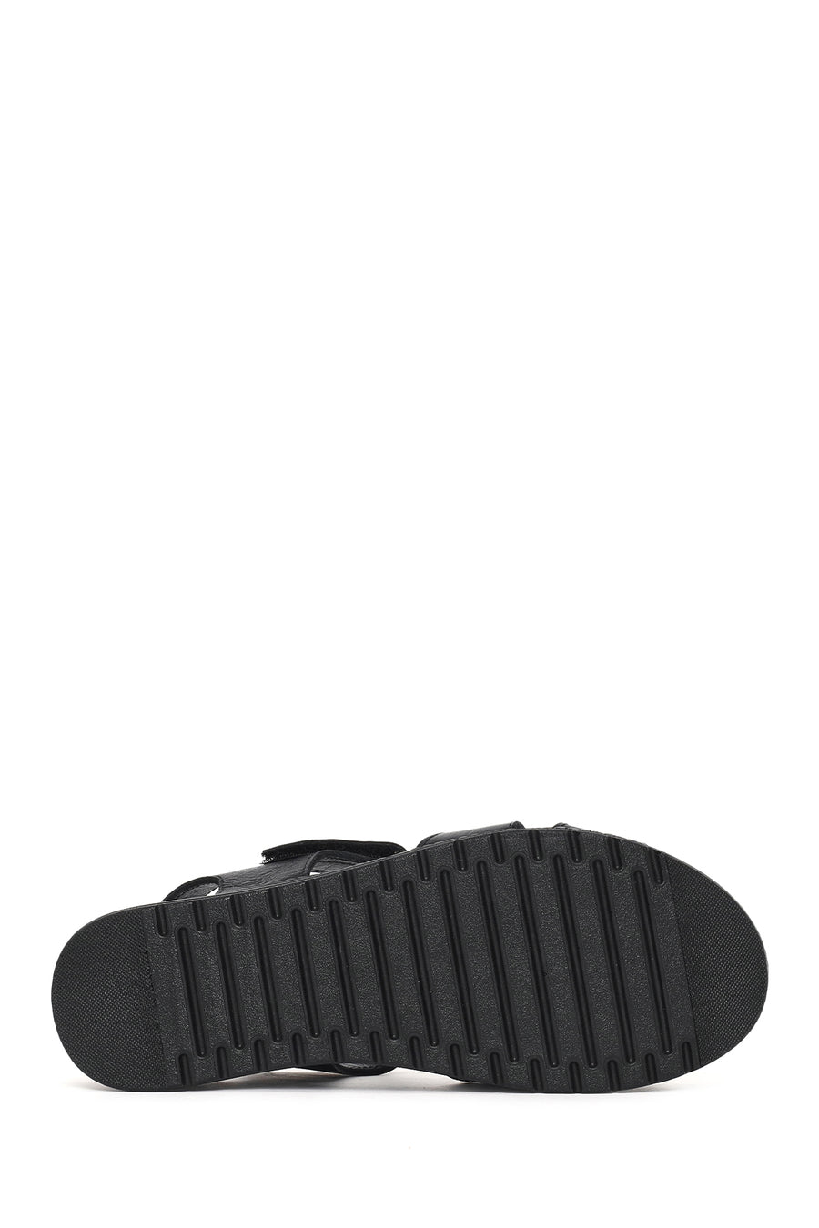 Kadın Siyah Kalın Tabanlı Deri Comfort Sandalet
