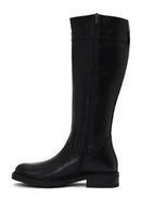 Woman Black Zip Closure Thick-Soled Leather Boot | Derimod