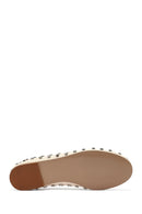 Women's Cream Stoned Leather Ballerina | Derimod