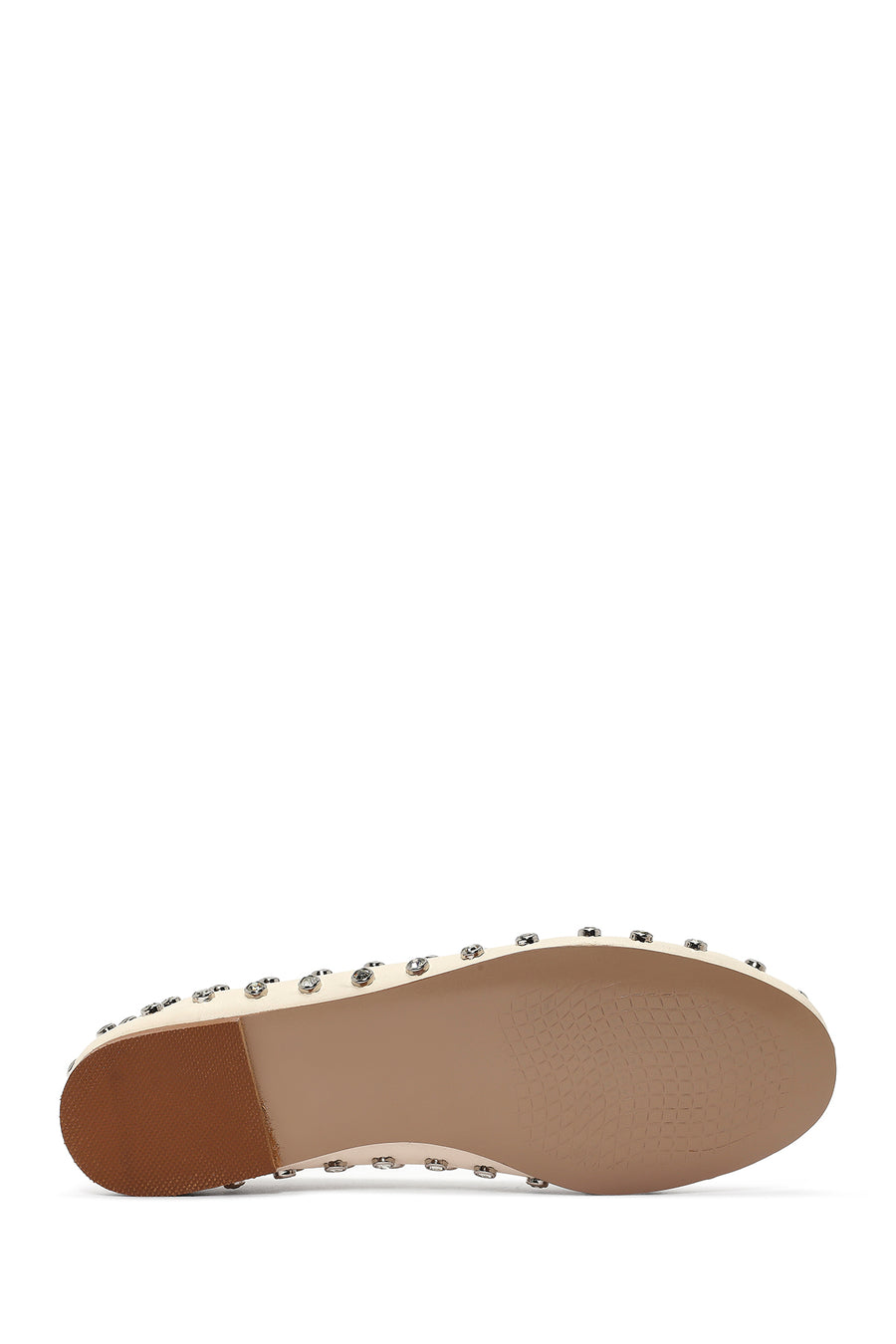 Women's Cream Stoned Leather Ballerina