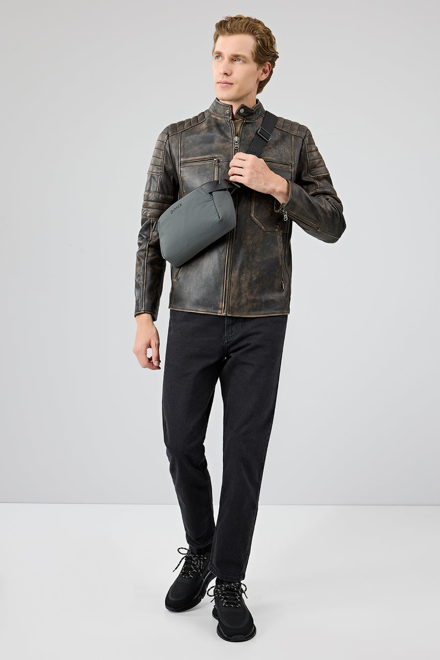 Morant Men's Brown Vintage Slim-Fit Leather Jacket