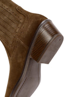 Women's Tan Suede Leather Cowboy Boots | Derimod