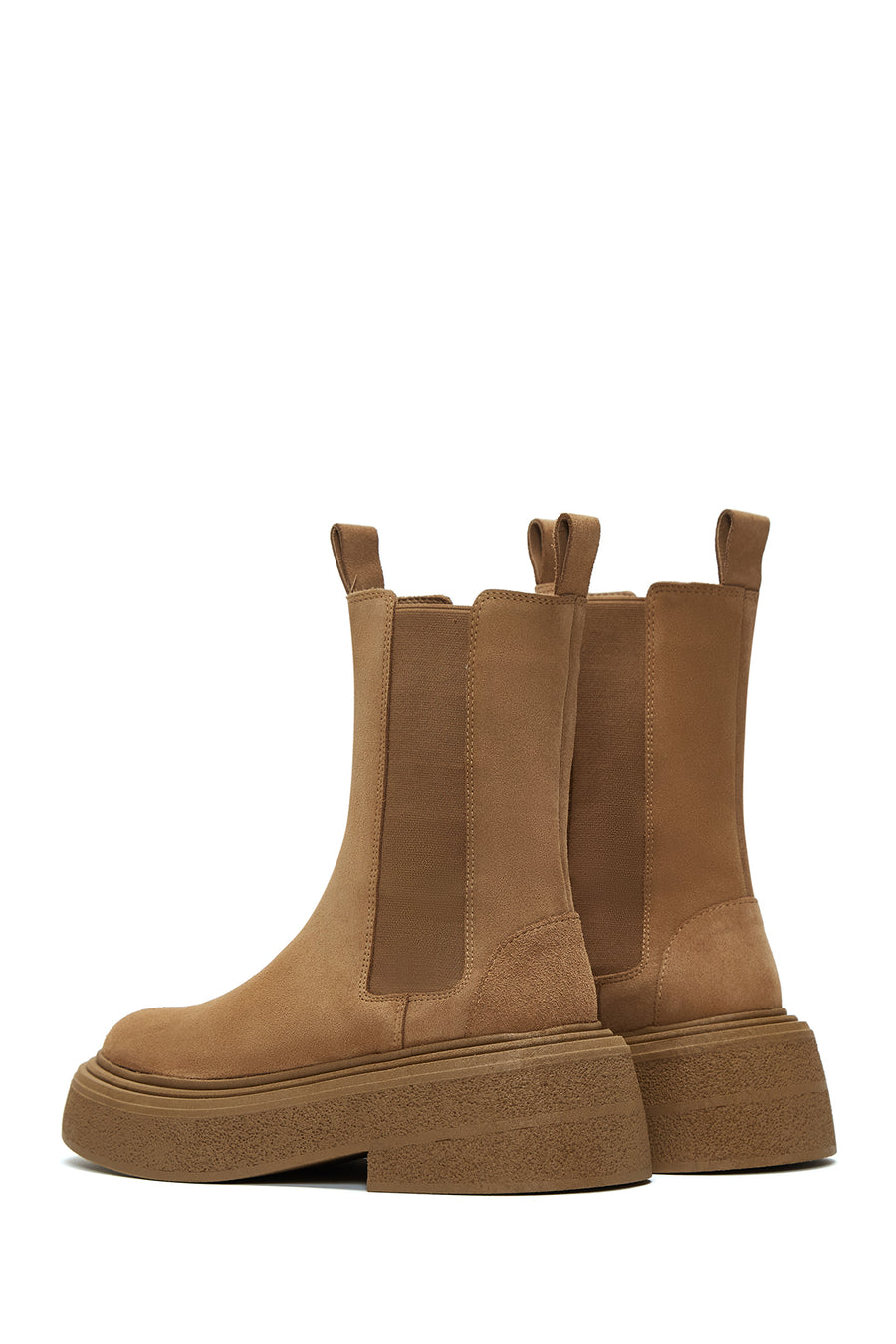 Women's Tan Suede Leather Chelsea Boots