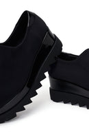 Woman Black Wedge Fabric Shoes | Derimod