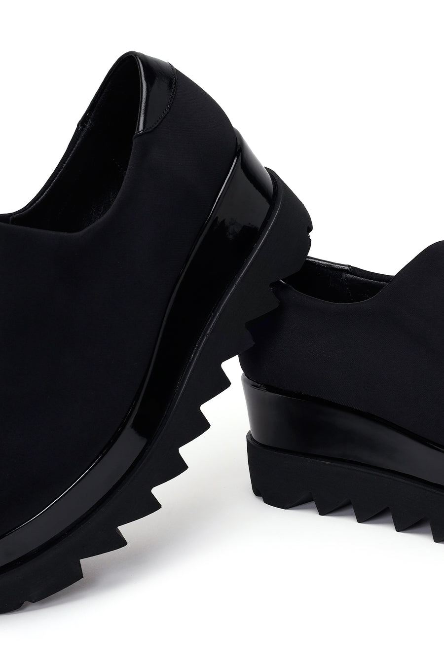 Woman Black Wedge Fabric Shoes