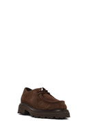 Woman Brown Lace-Up Thick-Soled Suede Masculine Shoes | Derimod