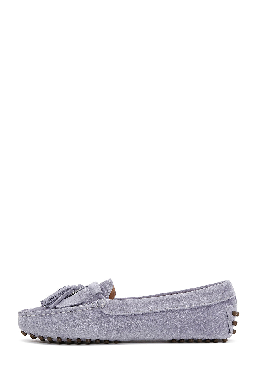 Women's Purple Tassel Detailed Suede Leather Loafer