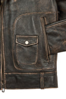Carter Men's Brown Biker Leather Coat | Derimod