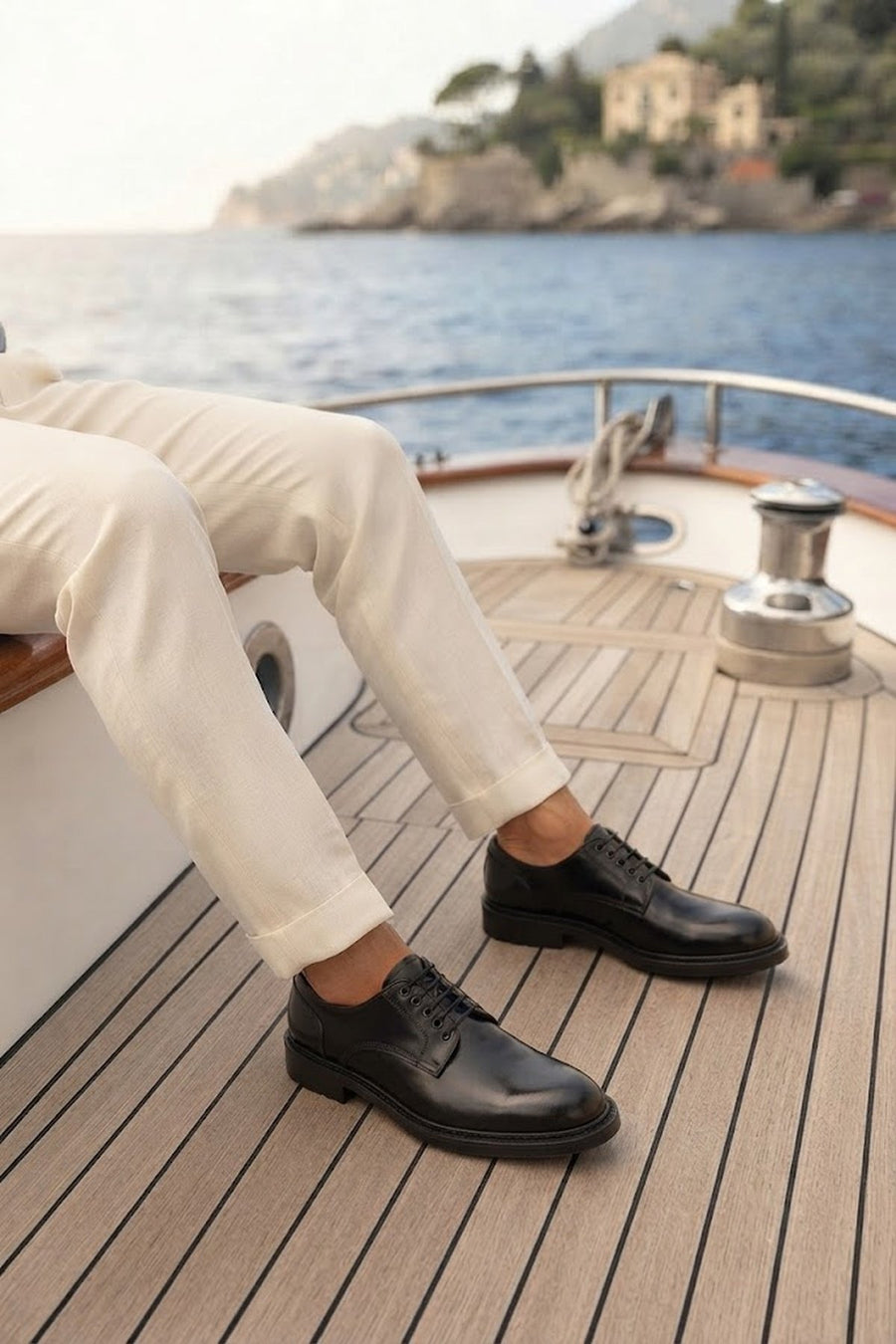 Erkek Siyah Bağcıklı Deri Casual Ayakkabı