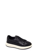 Male Black Lace-Up Thick-Soled Leather Sneaker | Derimod