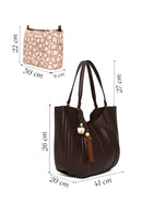 Woman Brown Accessory-Detail Printed Shoulder Bag | Derimod
