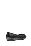 Geox Women's Black Annytah Quilted Patterned Leather Ballerina | Derimod