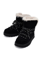 Woman Black Lace-Up Thick-Soled Suede Teddy Boots | Derimod
