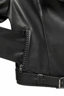 Angel-X Women's Black Biker Leather Jacket | Derimod