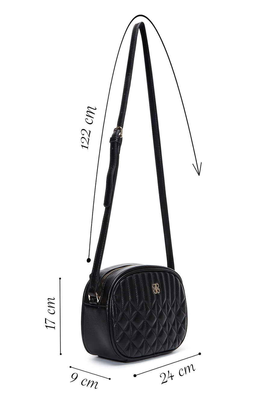 Women's Black Long Strap Quilted Crossbody Bag