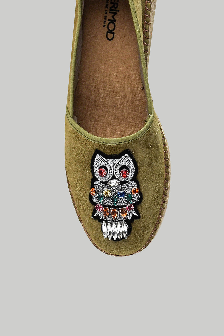Green Women's Espadrille with Owl
