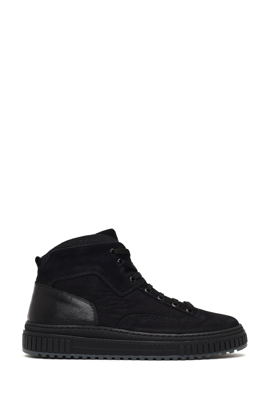 Male Black Lace-Up Thick-Soled Nubuck Leather Sports Boots WM830001DN | Derimod