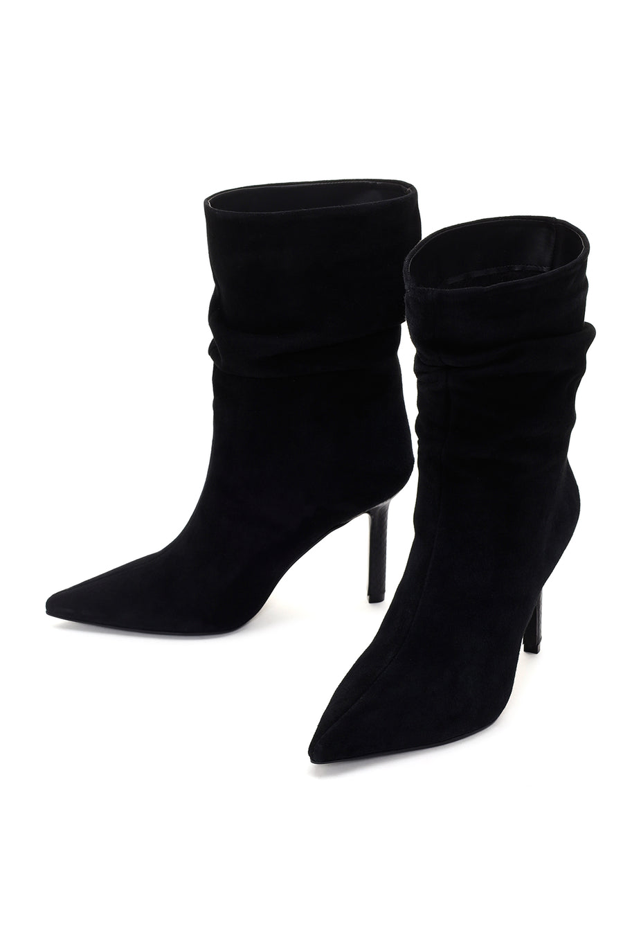 Women's Black Thin Heeled Suede Leather Boots