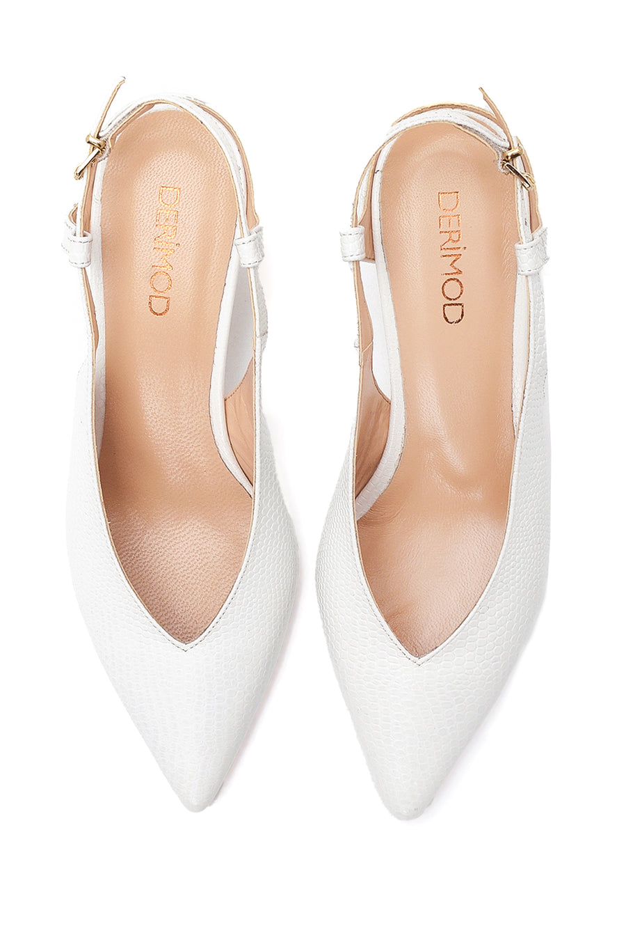 Women's Leather Printed Heeled Shoes