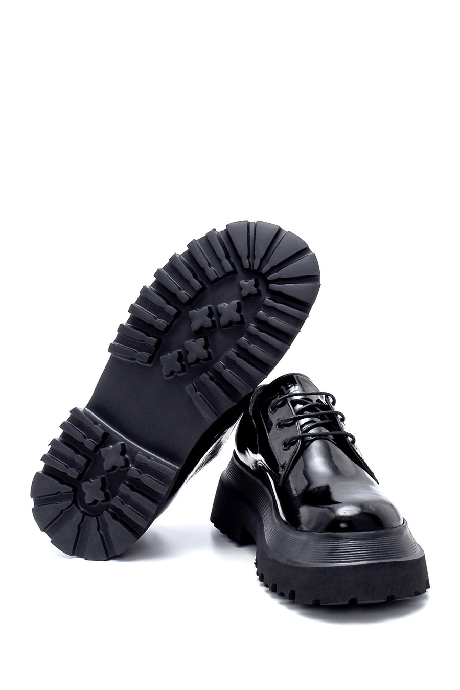 Women's Leather Patent Leather Thick Soled Shoes