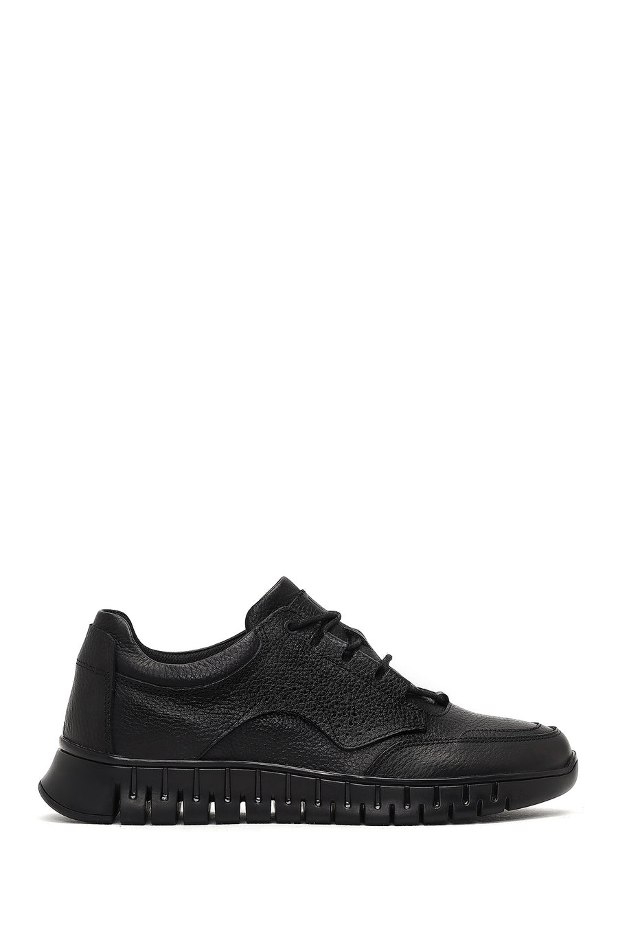 Erkek Siyah Bağcıklı Kalın Tabanlı Deri Casual Sneaker 25WFD6809FT | Derimod