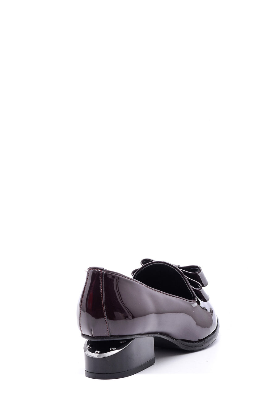 Women's Heel Detailed Bow Patent Leather Shoes