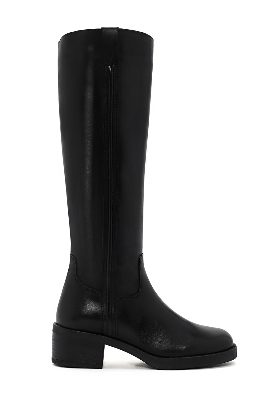 Woman Black Zippered Low Heeled Shoes Leather Boot 25WFD280818 | Derimod
