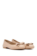 Women's Beige Leather Ballerinas | Derimod